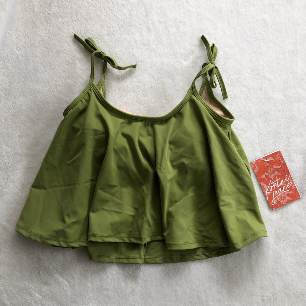 Kortni jeane swing top small olive green swim NEW